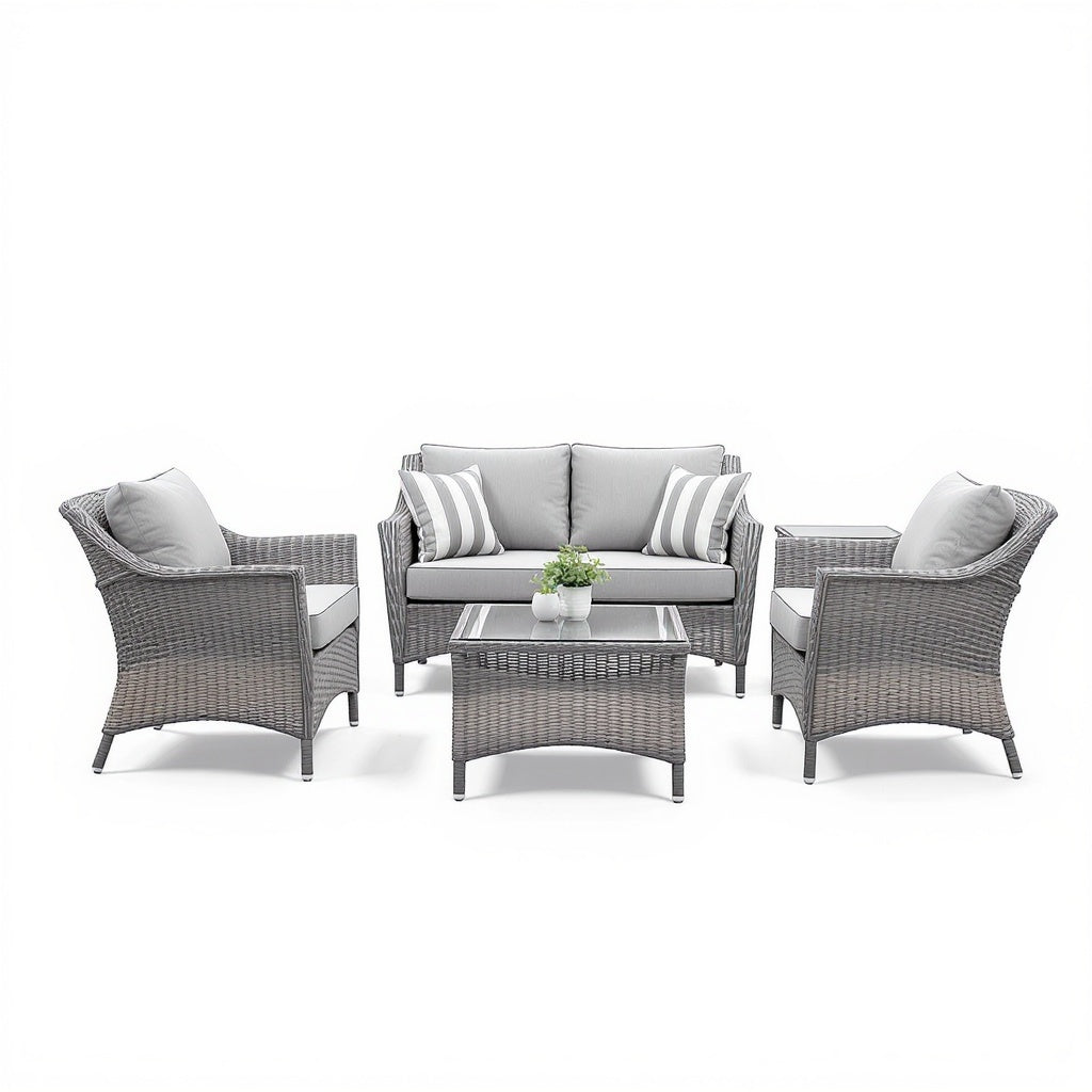 All-Weather Wicker Patio Set – Weather-Resistant, 7-Piece, Gray
