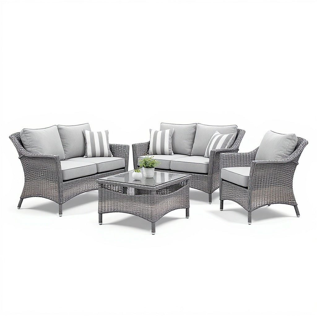 All-Weather Wicker Patio Set – Weather-Resistant, 7-Piece, Gray view 3