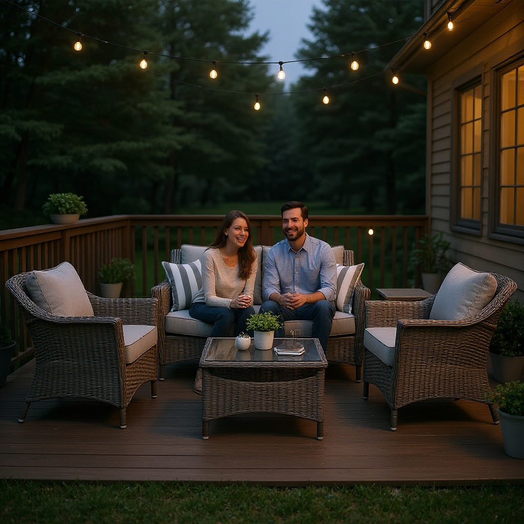 All-Weather Wicker Patio Set – Weather-Resistant, 7-Piece, Gray view 4