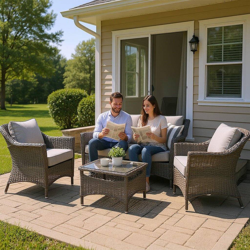All-Weather Wicker Patio Set – Weather-Resistant, 7-Piece, Gray view 5