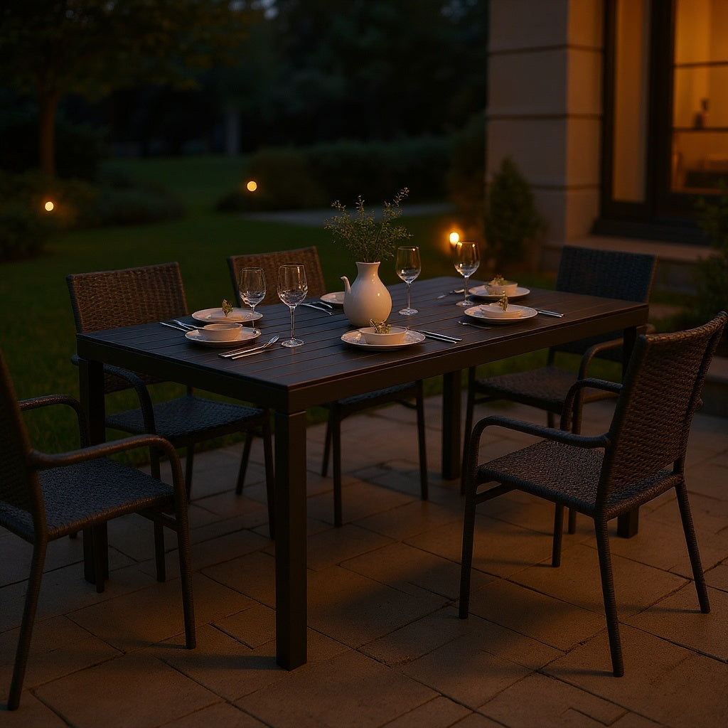 Aluminum Outdoor Dining Table โ 60 x 36 x 30 in, Black Powder Coat, Modern view 4