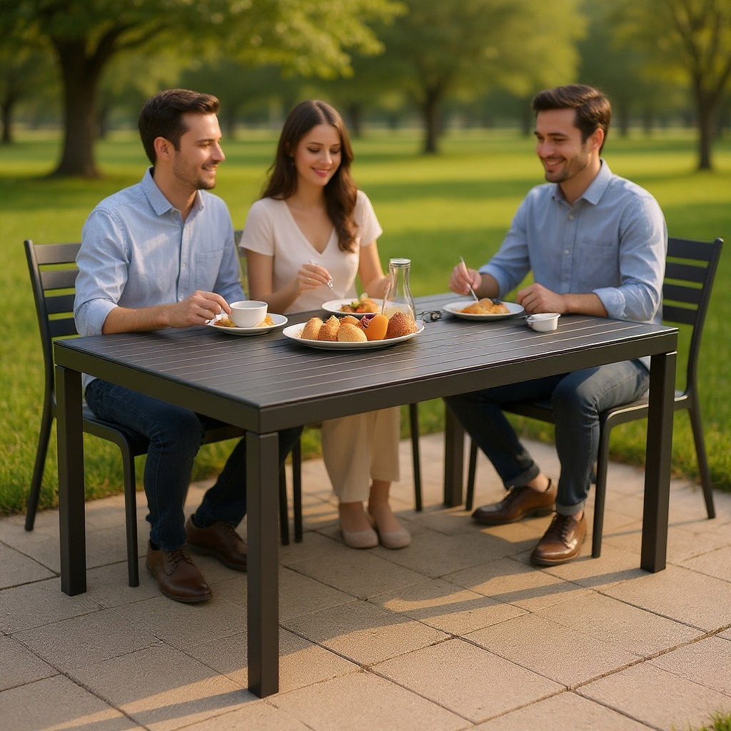 Aluminum Outdoor Dining Table โ 60 x 36 x 30 in, Black Powder Coat, Modern view 5