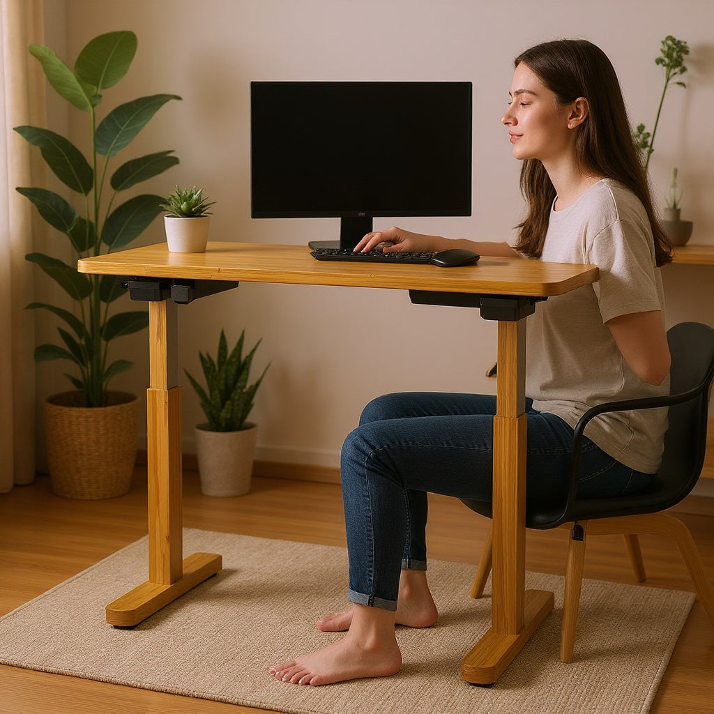 Bamboo Standing Desk Converter – 32 x 20 x 17 inches, Natural, Modern view 5