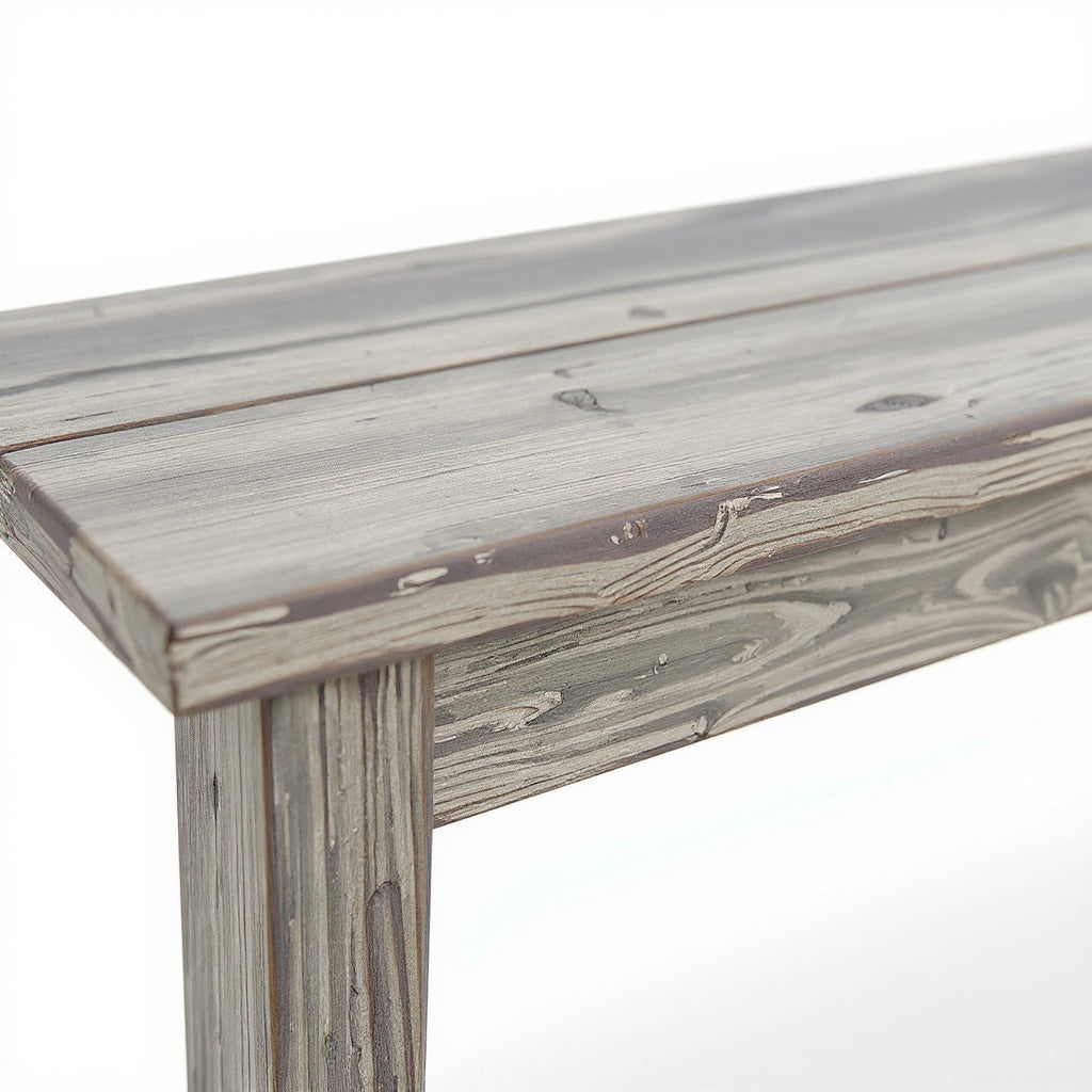 Distressed Wood Dining Bench – 48", Weathered Gray, Farmhouse Style view 2
