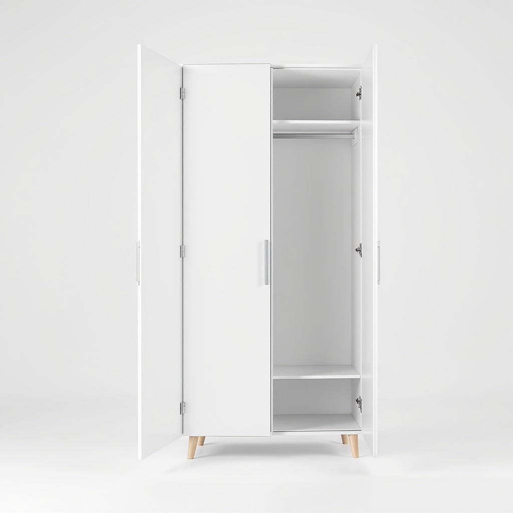 Engineered Wood Wardrobe Cabinet – 60 x 45 x 180 cm, White, ...