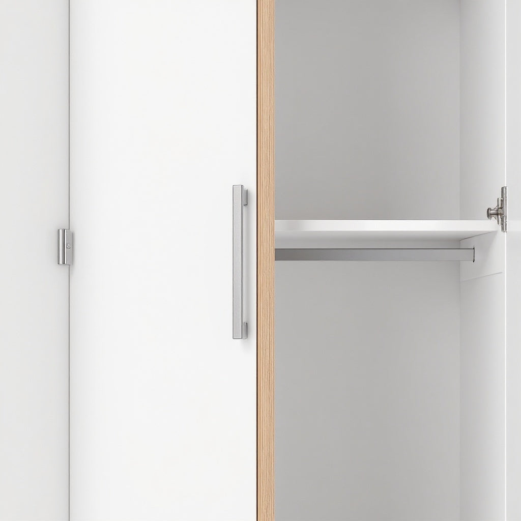 Engineered Wood Wardrobe Cabinet โ 60 x 45 x 180 cm, White, Contemporary view 2