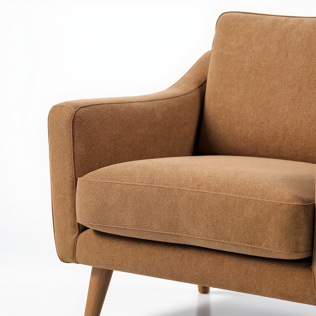 Fabric Accent Chair – 32"W x 30"D x 31"H, Walnut Finish, Mid-Century Style view 2