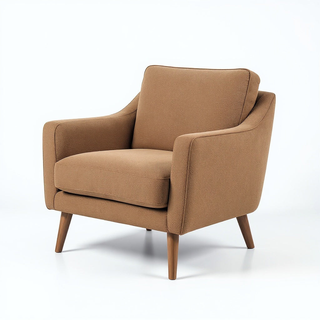 Fabric Accent Chair – 32"W x 30"D x 31"H, Walnut Finish, Mid-Century Style view 3