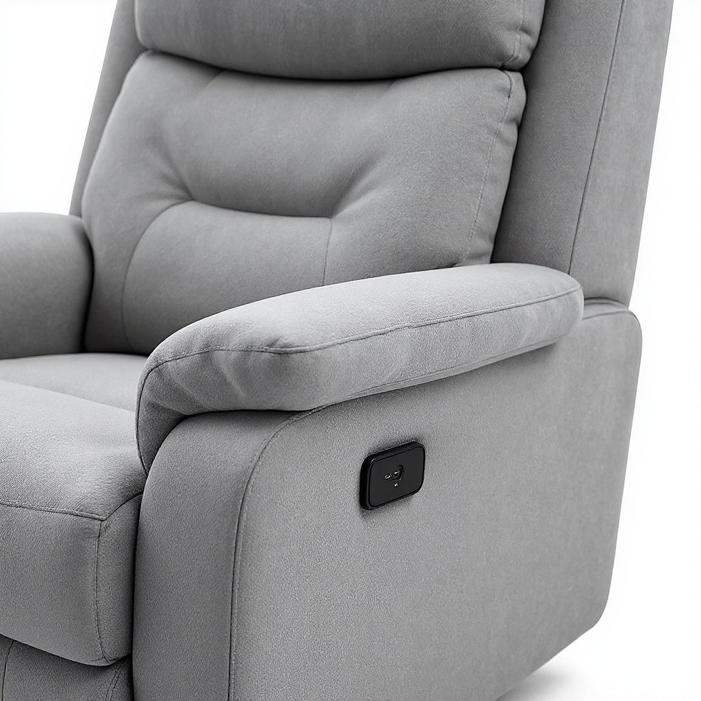 Fabric Reclining Armchair – 34"W x 38"D x 42"H, Gray, Contemporary view 2