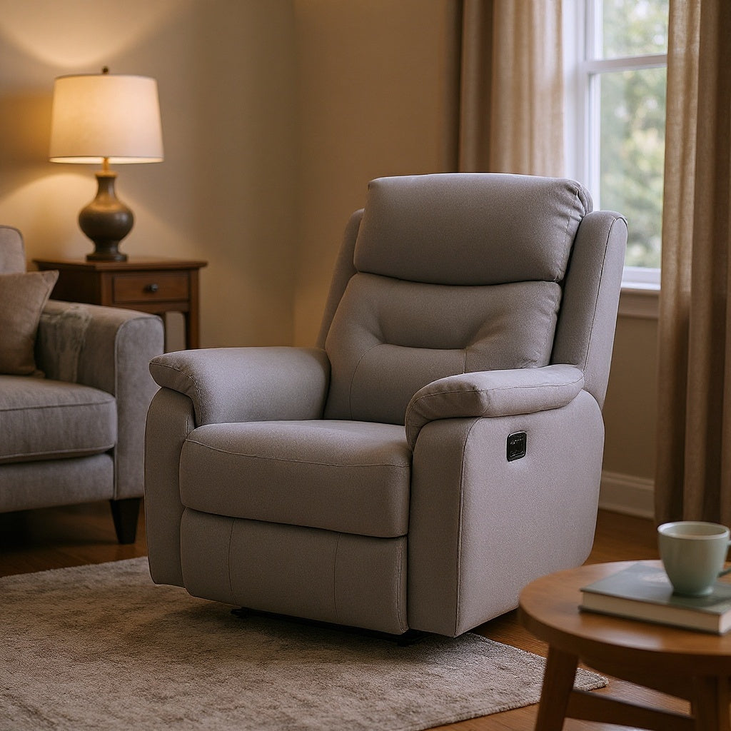 Fabric Reclining Armchair – 34"W x 38"D x 42"H, Gray, Contemporary view 4