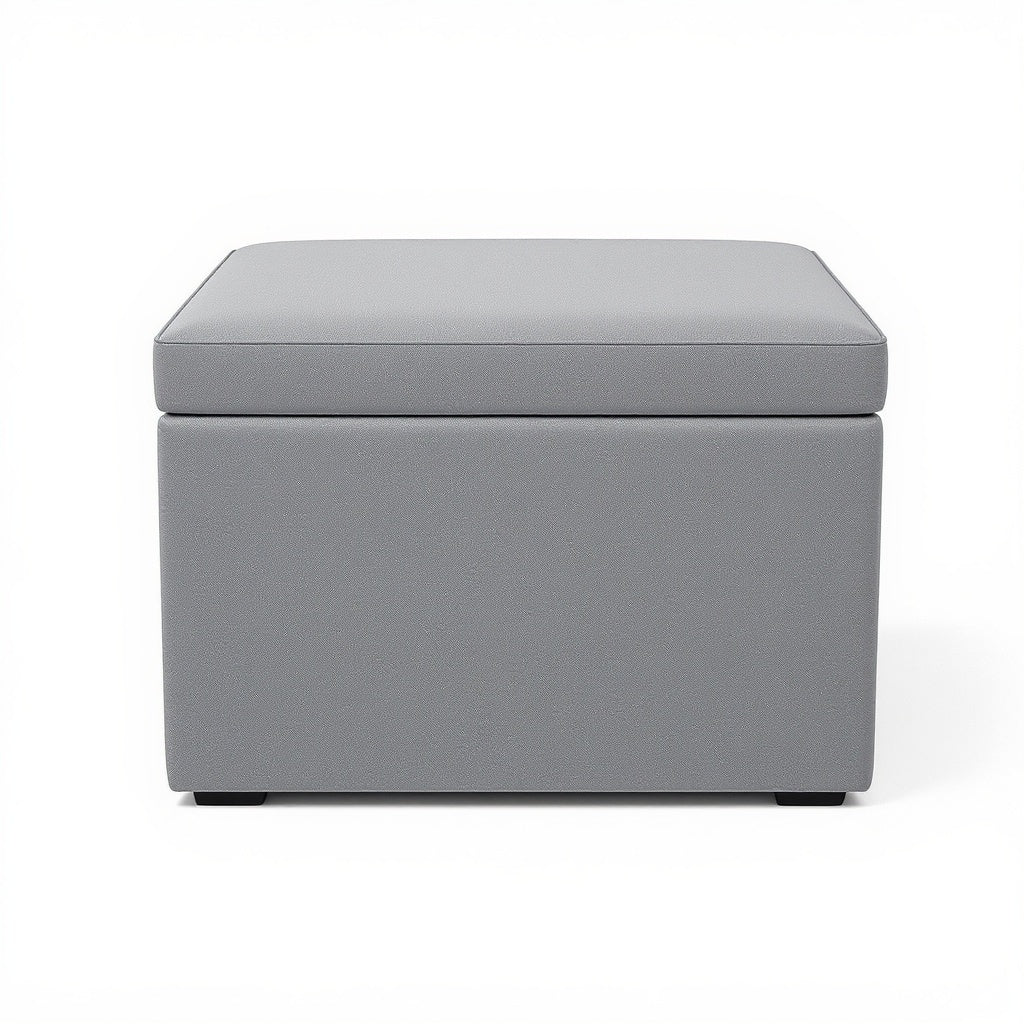 Fabric Storage Ottoman – 36 x 36 x 18 Inches, Gray, Minimali