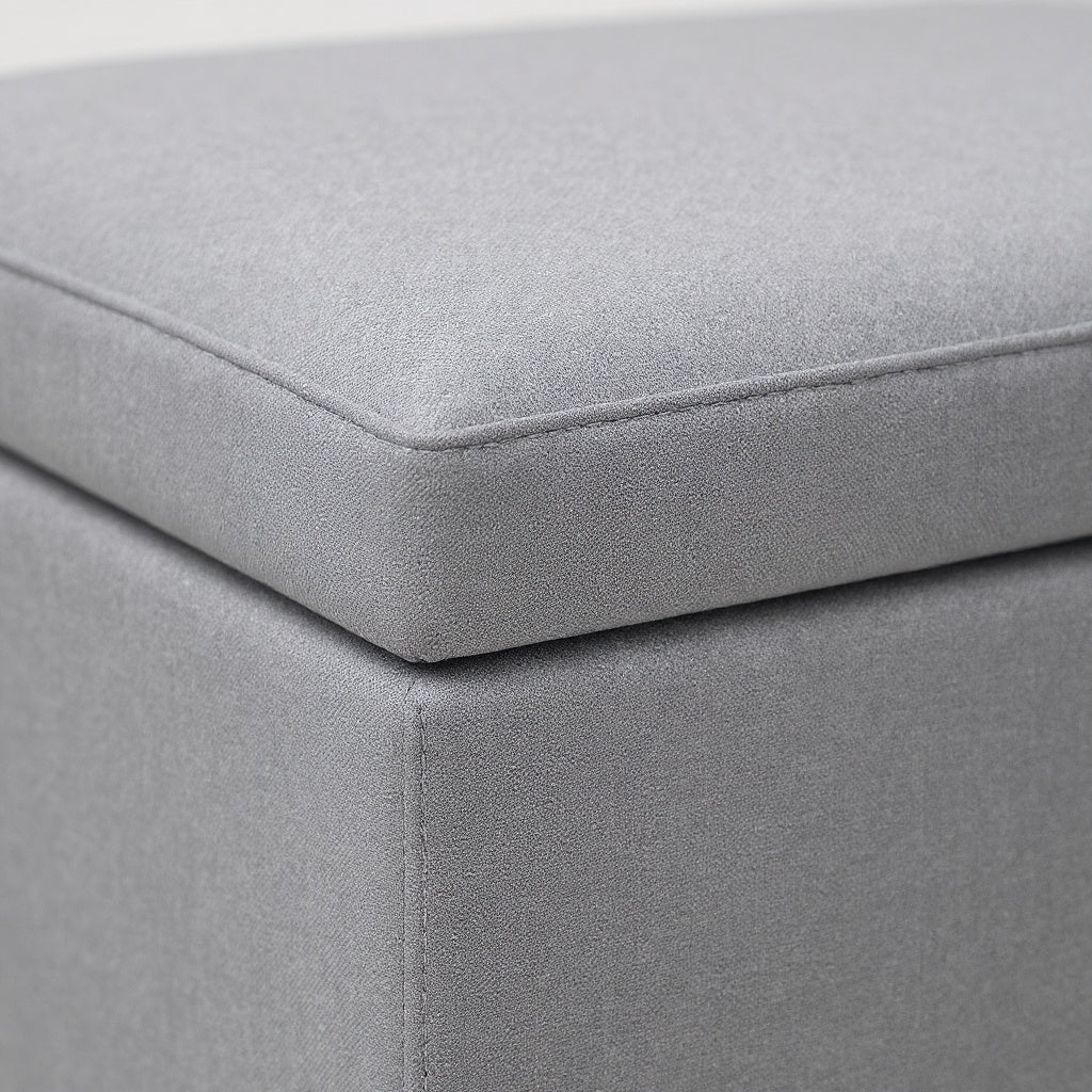 Fabric Storage Ottoman – 36 x 36 x 18 Inches, Gray, Minimalist Style view 2