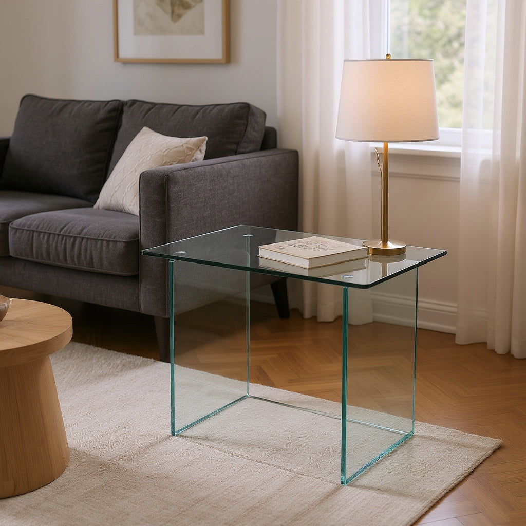Glass End Table โ 50 x 50 x 45 cm, Clear, Modern view 4