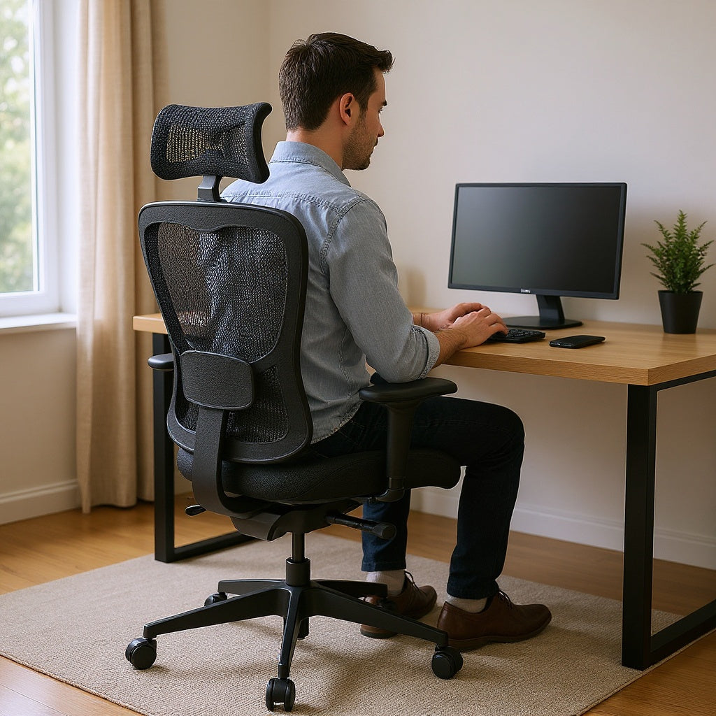 Mesh Office Chair – 24.5W x 25D x 42H Inches, Black, Ergonomic view 4