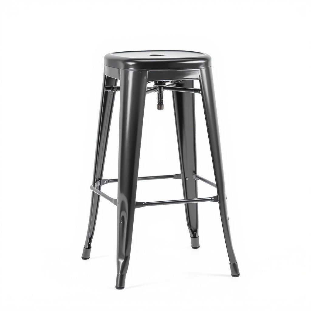 Metal Adjustable Height Bar Stool – 30", Black, Industrial