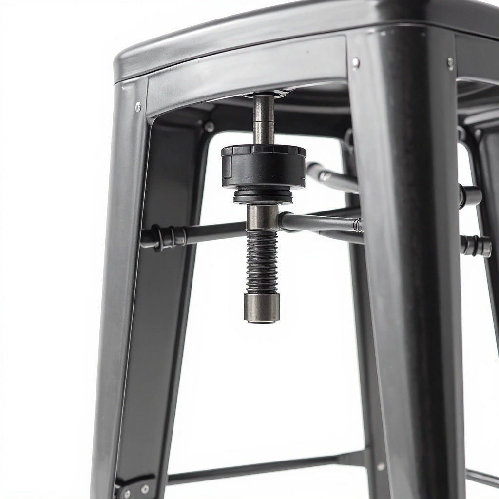 Metal Adjustable Height Bar Stool – 30", Black, Industrial view 2