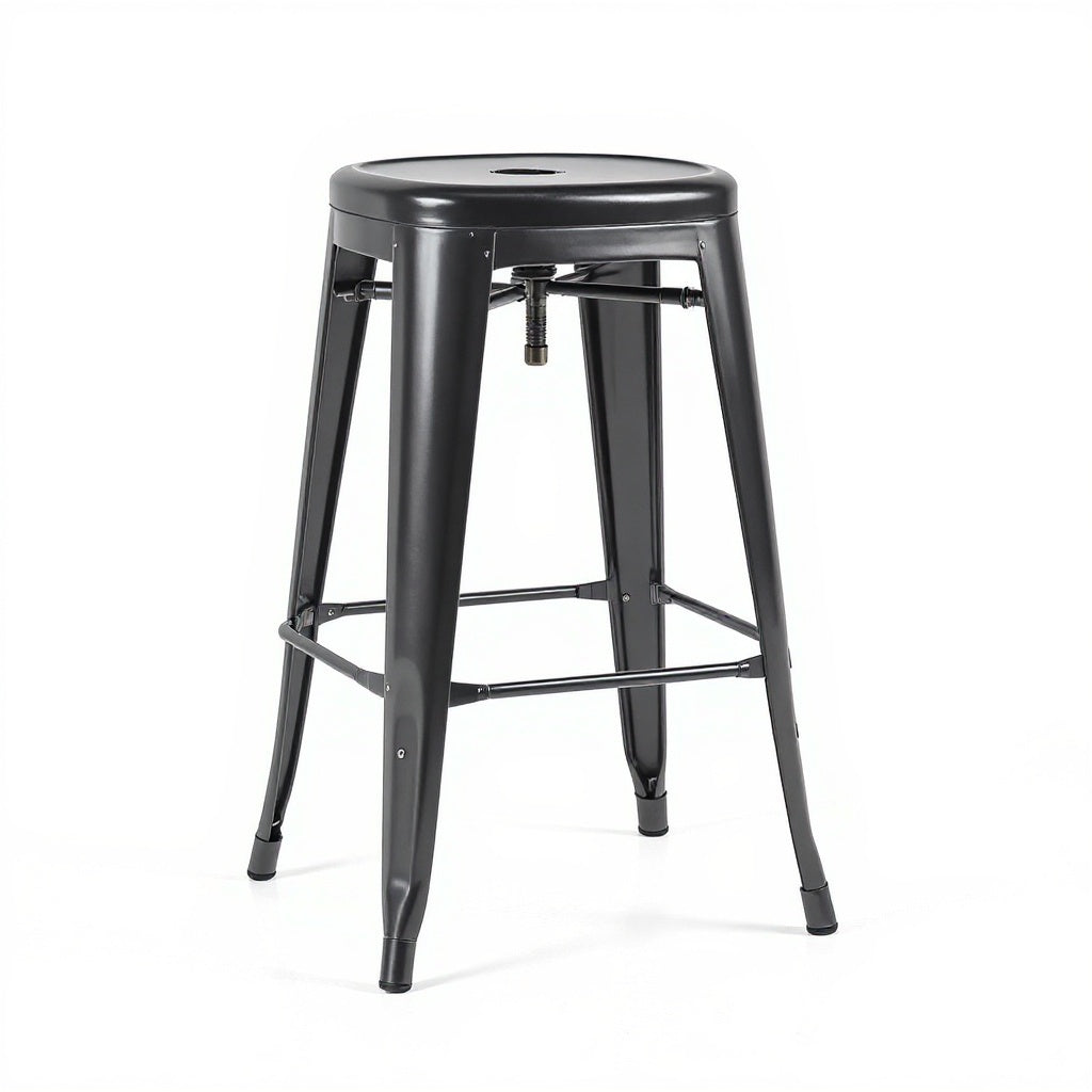 Metal Adjustable Height Bar Stool – 30", Black, Industrial view 3