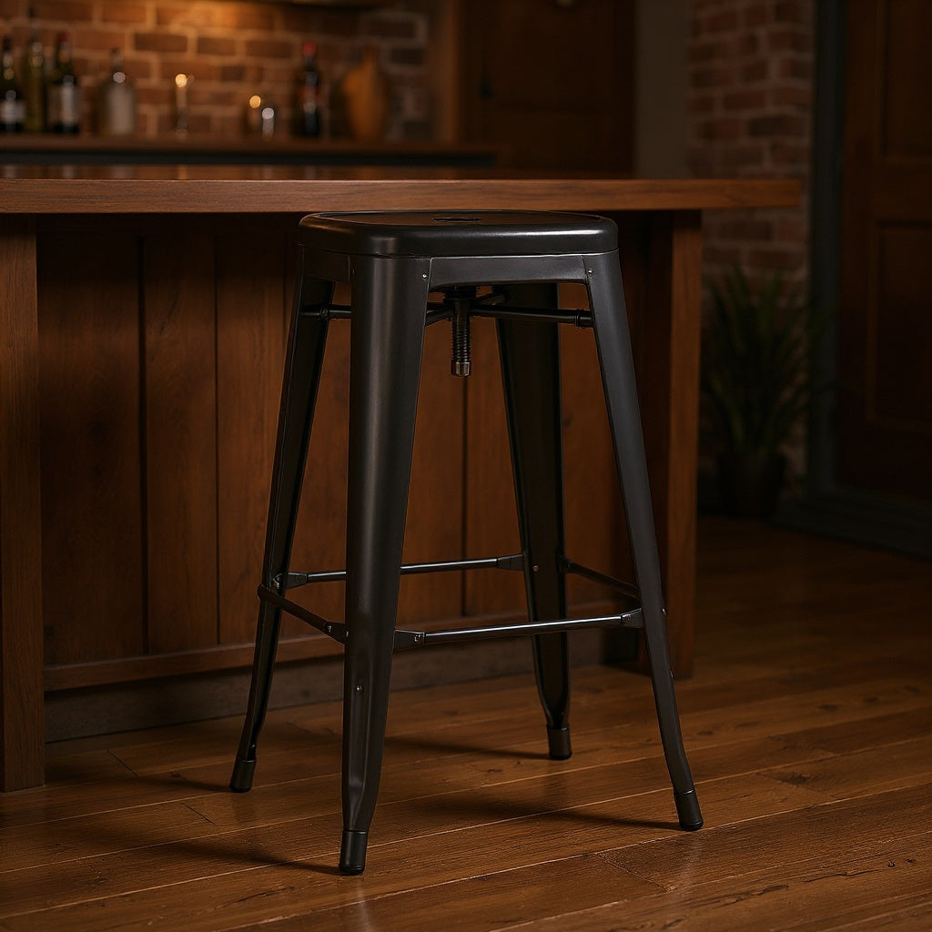 Metal Adjustable Height Bar Stool – 30", Black, Industrial view 5