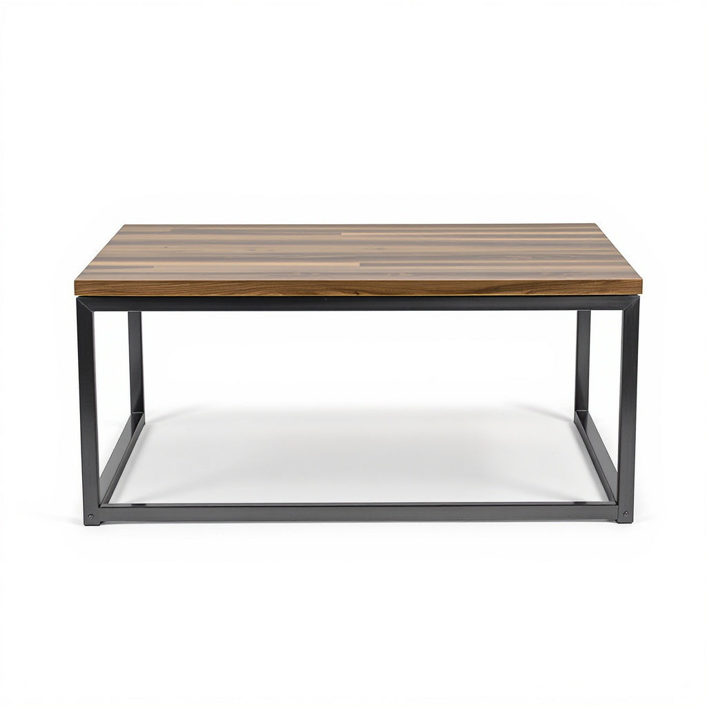 Metal Coffee Table – 40 x 20 x 18 in, Walnut, Industrial