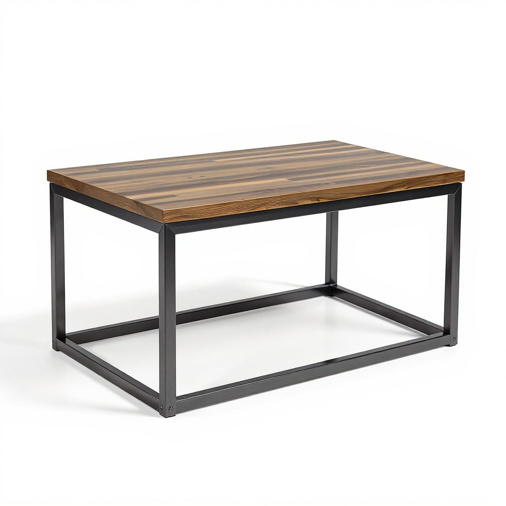 Metal Coffee Table – 40 x 20 x 18 in, Walnut, Industrial view 3
