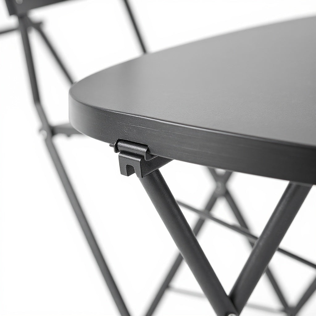 Metal Folding Bistro Set – Space-Saving, 31.5” Table, Black view 2