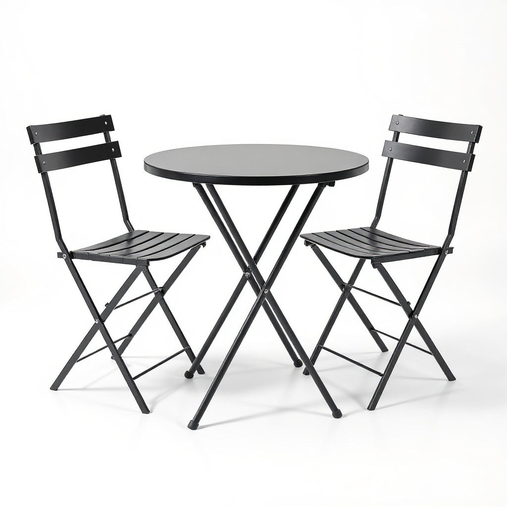 Metal Folding Bistro Set – Space-Saving, 31.5” Table, Black view 3