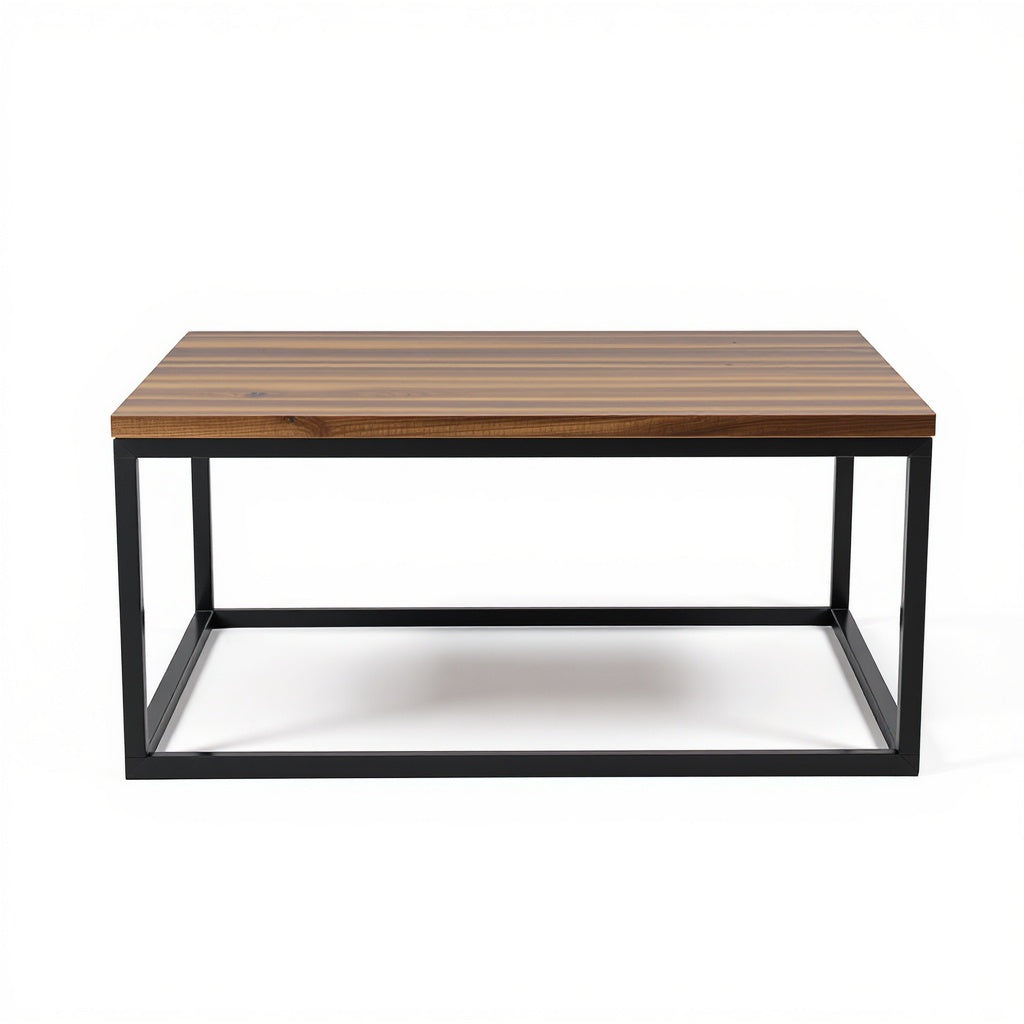 Metal Wood Coffee Table – 40 x 20 x 18 in, Walnut Finish, In...