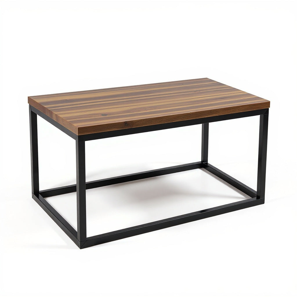 Metal Wood Coffee Table โ 40 x 20 x 18 in, Walnut Finish, Industrial view 3