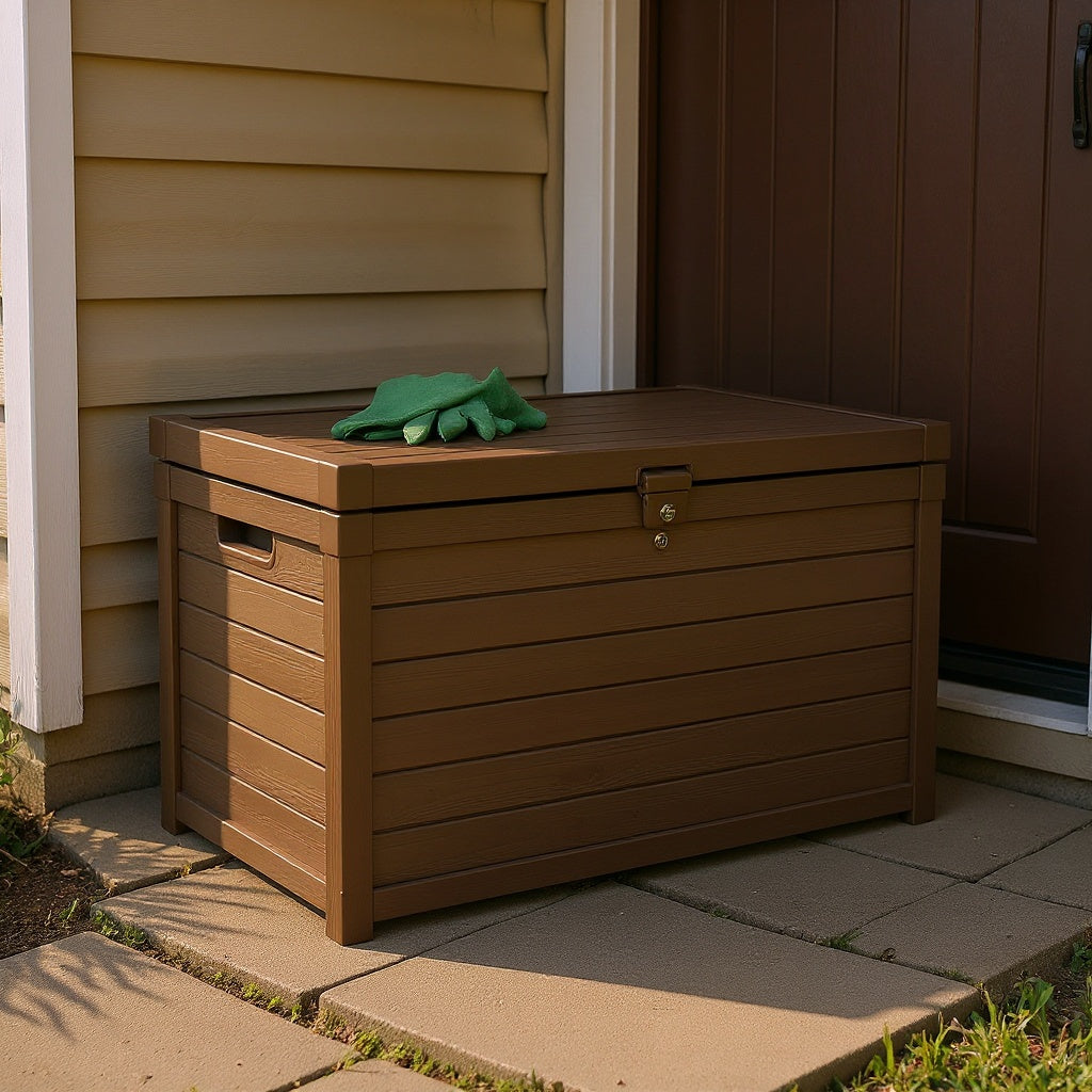Resin Outdoor Deck Box – Weatherproof Storage, 150 Gallons, Brown view 5