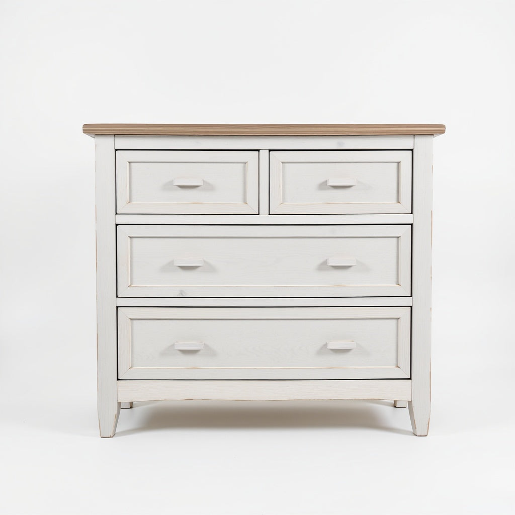 Solid Wood Dresser – Rustic, White, 3-Drawer