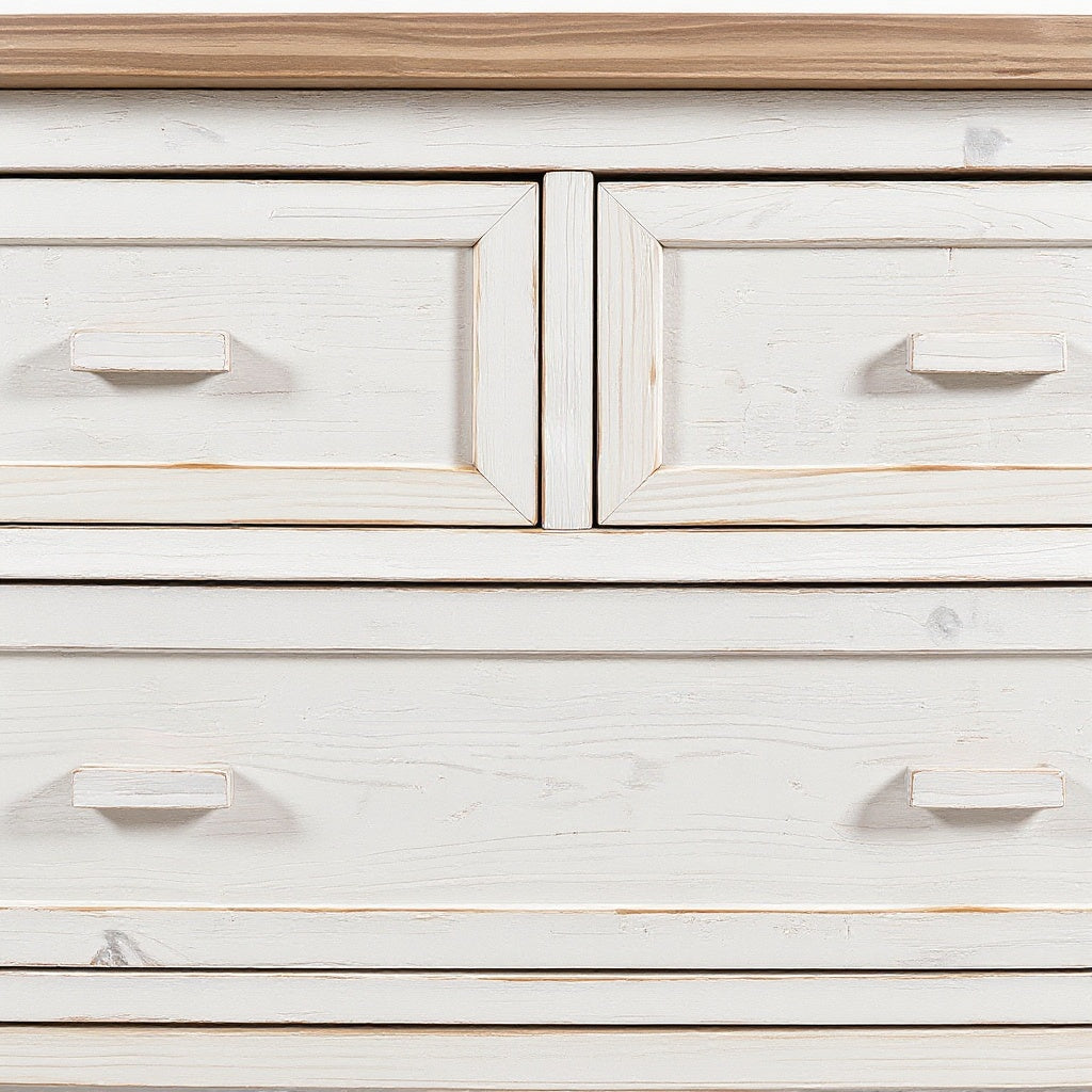 Solid Wood Dresser – Rustic, White, 3-Drawer view 2