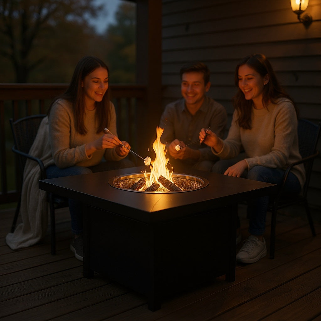 Steel Fire Pit Table – 42 x 42 x 24 in, Black, Contemporary view 5