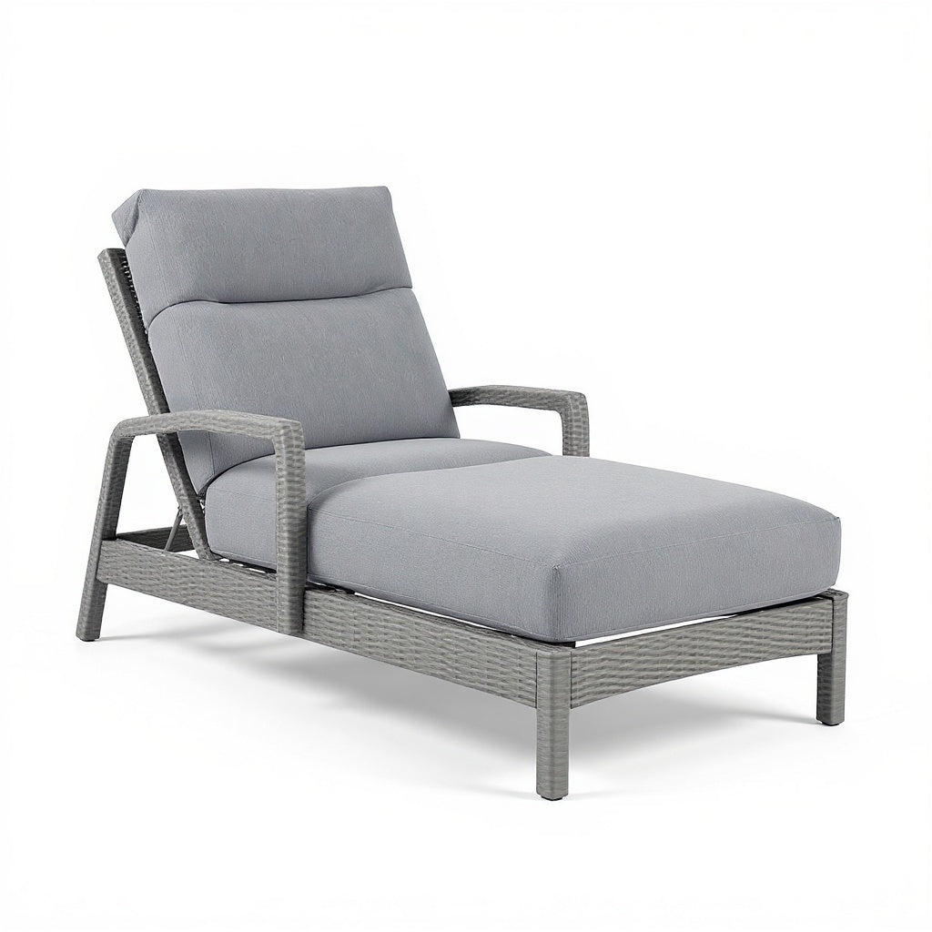 Textilene Adjustable Chaise Lounge โ 74" Long, Gray, Modern view 3