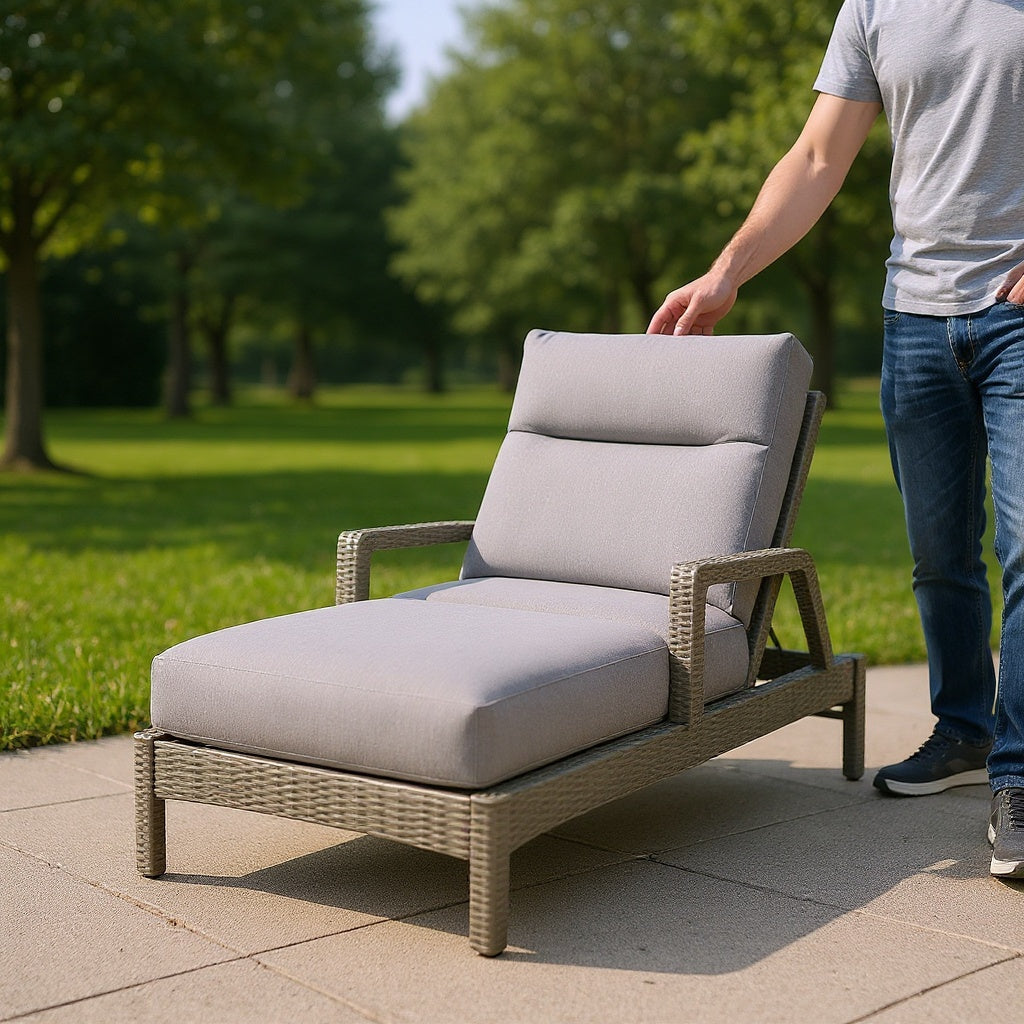 Textilene Adjustable Chaise Lounge โ 74" Long, Gray, Modern view 5