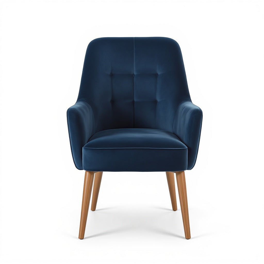Velvet Upholstered Dining Chair – 18" W x 22" D x 32" H, Nav...