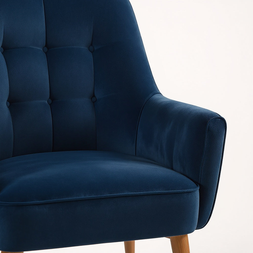 Velvet Upholstered Dining Chair โ 18" W x 22" D x 32" H, Navy Blue, Mid-Century Modern view 2