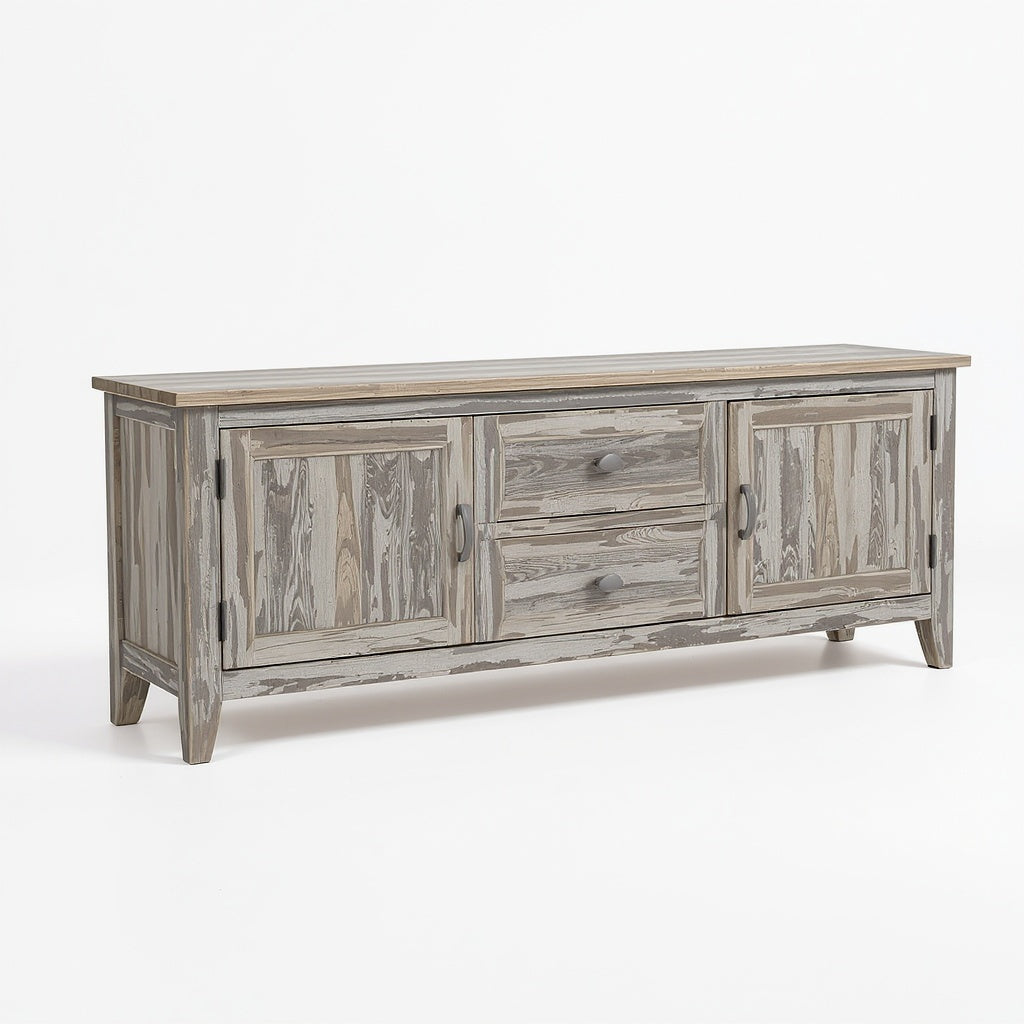 Wood Farmhouse Media Console – Rustic Distressed Finish, 60 ...
