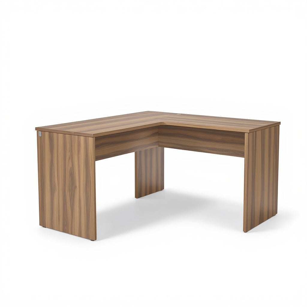 Wood L-Shaped Corner Desk – 60 x 48 x 30 in, Walnut, Contemp