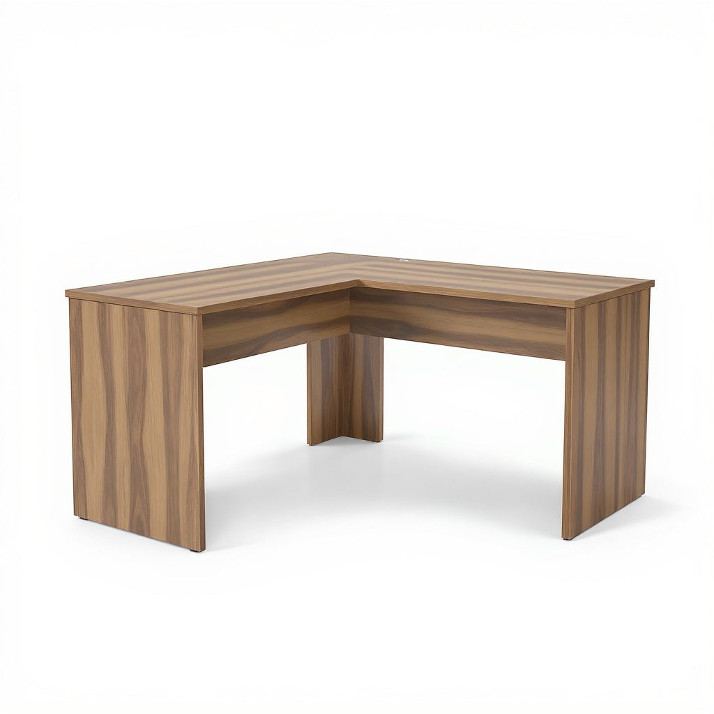 Wood L-Shaped Corner Desk – 60 x 48 x 30 in, Walnut, Contemporary view 3
