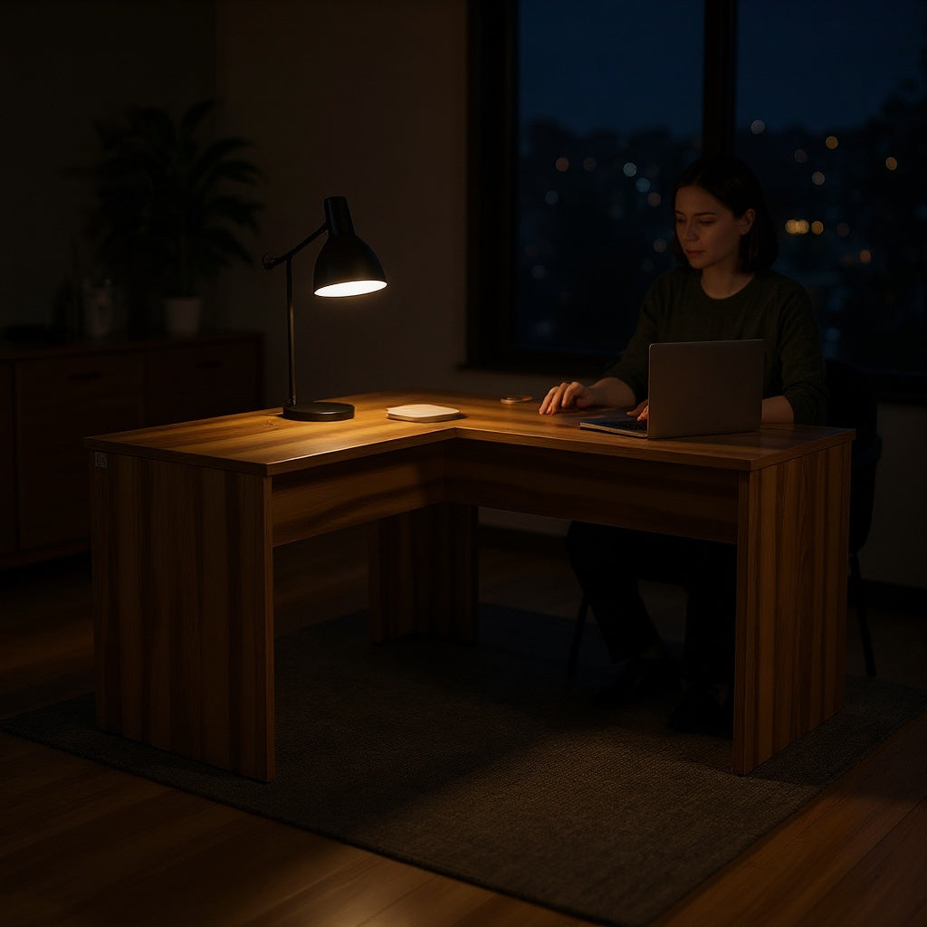 Wood L-Shaped Corner Desk – 60 x 48 x 30 in, Walnut, Contemporary view 5