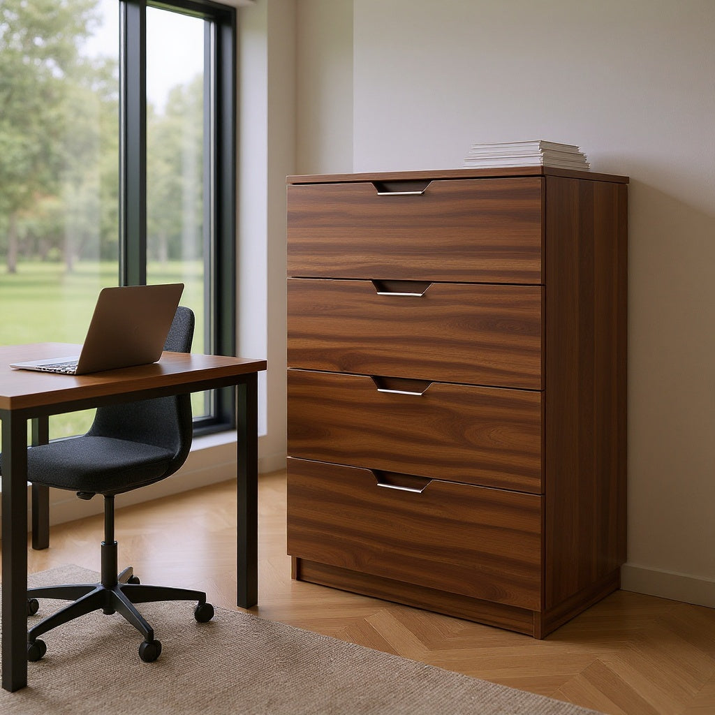 Wood Lateral Filing Cabinet – 36 x 20 x 30 in, Walnut Finish, Contemporary view 4