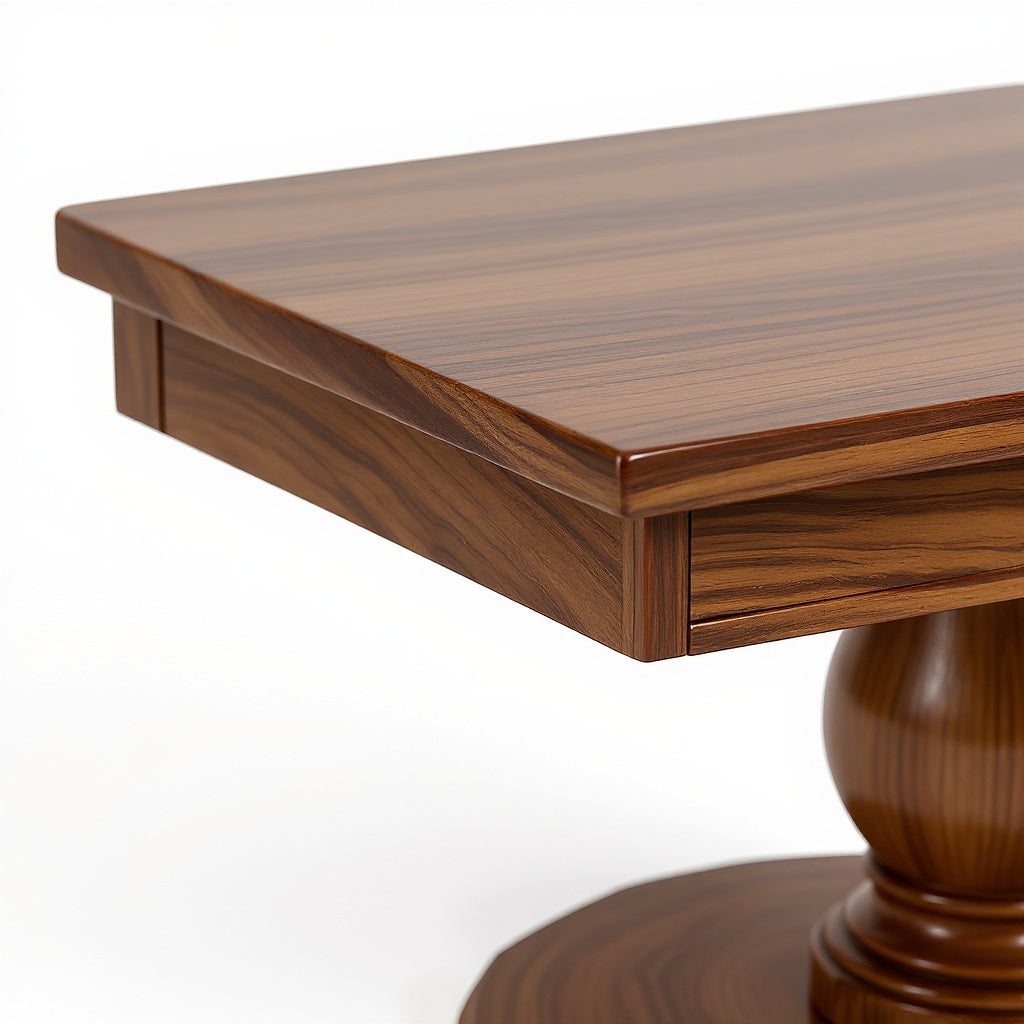 Wood Round Pedestal Dining Table – 48 x 48 x 30 in, Walnut Finish, Scandinavian Style view 2