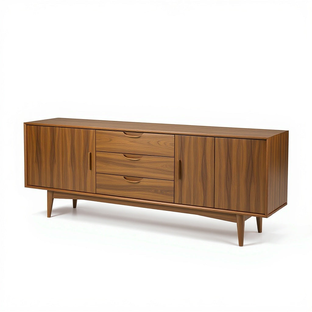 Wood Sideboard – Mid-Century Modern Design, 60 Inches, Walnut view 3