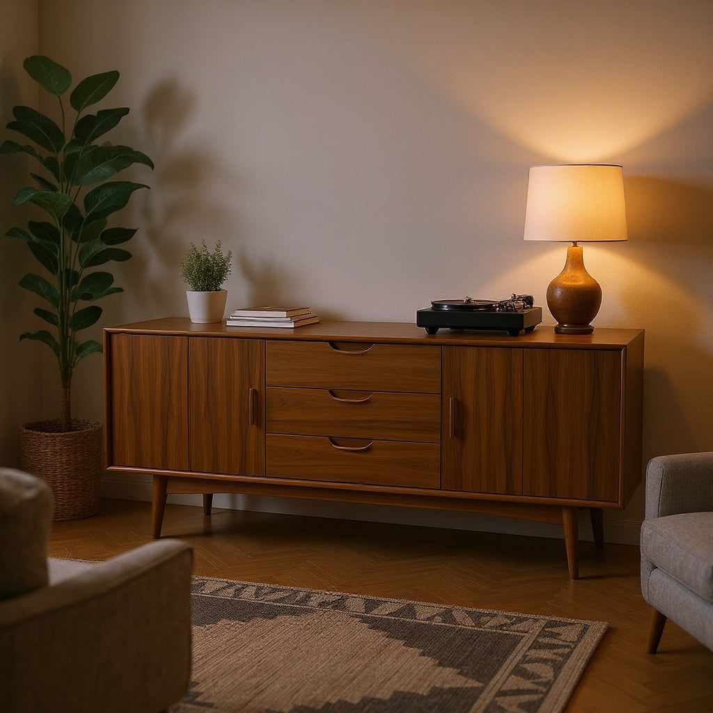 Wood Sideboard – Mid-Century Modern Design, 60 Inches, Walnut view 4