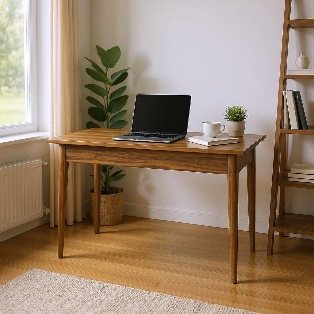 Wood Writing Desk โ 36 x 20 x 30 in, Walnut, Minimalist view 4